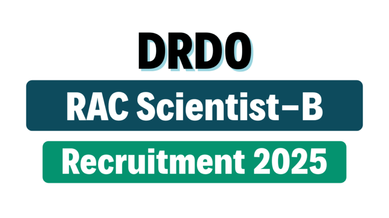 DRDO RAC Scientist-B Online Form 2025