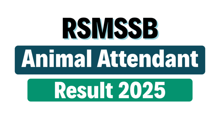 RSMSSB Animal Attendant Final Result 2024